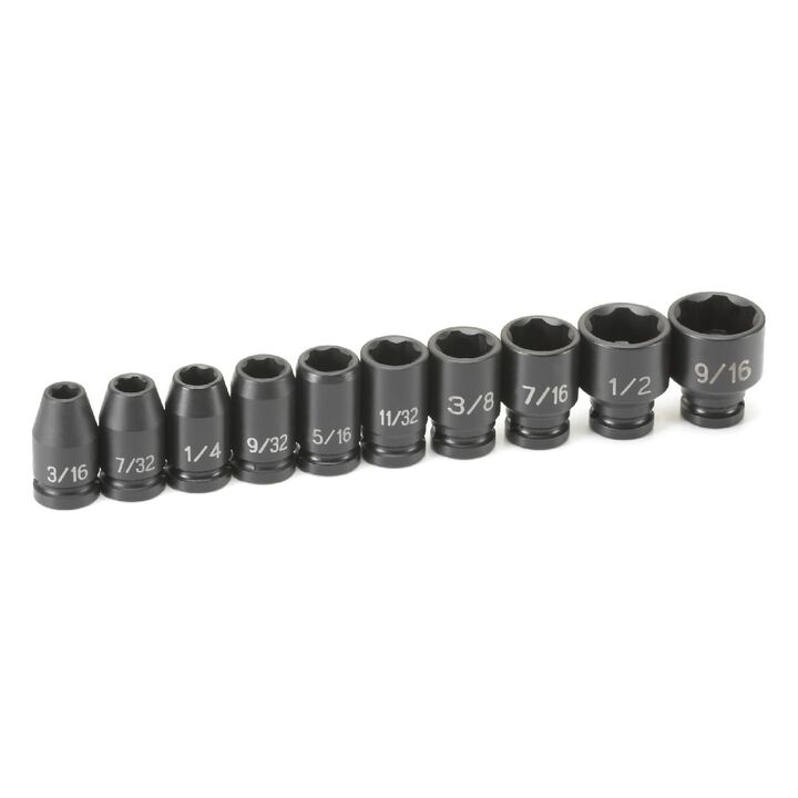 Grey Pneumatic 1/4 to 9/16 Inch Drive Surface Drive Impact Set 10 Pieces, large image number 1