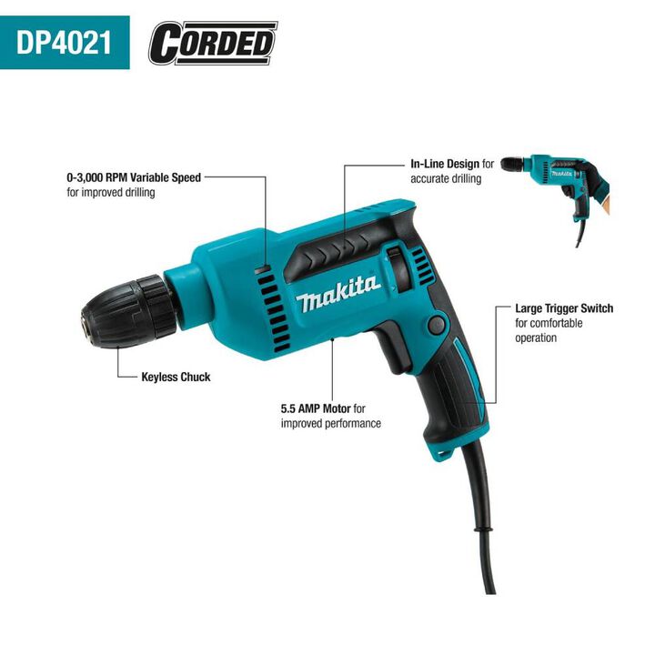 Makita 1/2 Inch Drill with Keyless Chuck, large image number 7