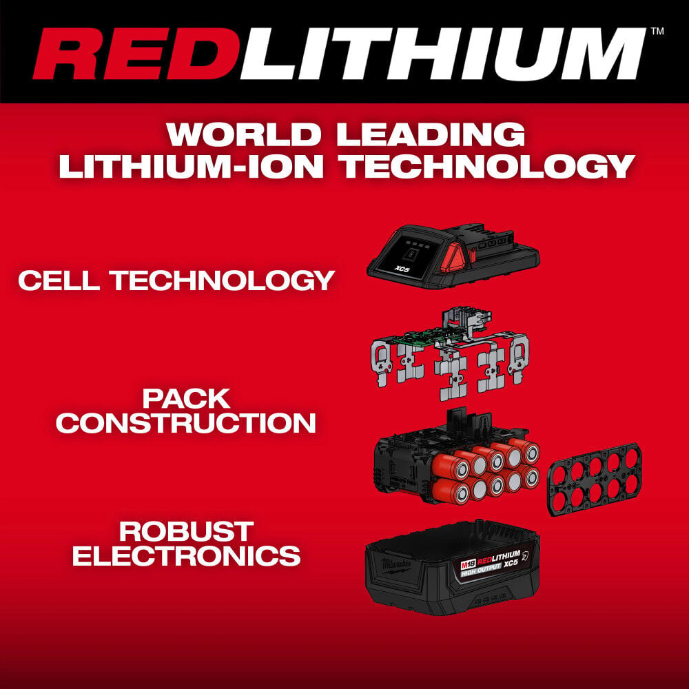 Milwaukee M18 REDLITHIUM HIGH OUTPUT XC5 Oil, Grease, and Solvent Resistant Battery Pack, large image number 10