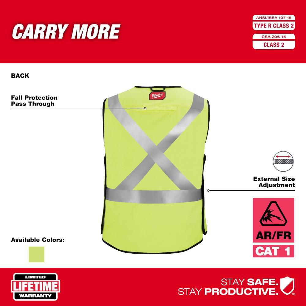 Milwaukee High Vis Safety Vest Yellow Class 2 Breakaway AR/FR Cat 1 S/M, large image number 4