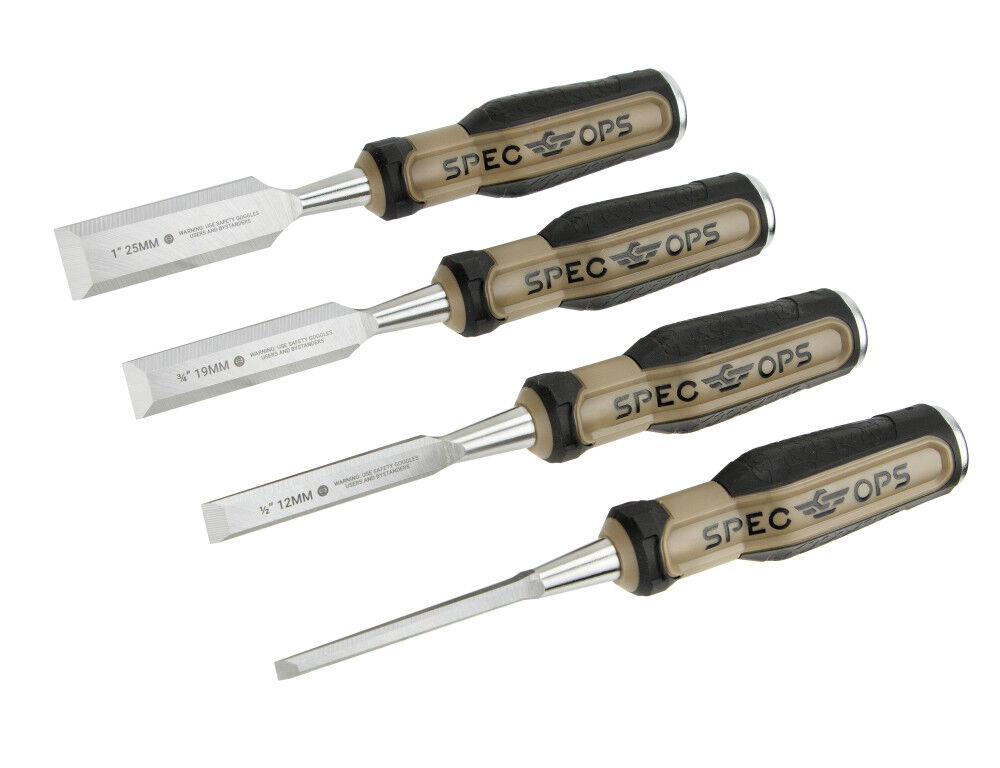 Spec Ops Bevel Edge Wood Chisel Set 4 Piece SPEC C1 4PK Acme Tools