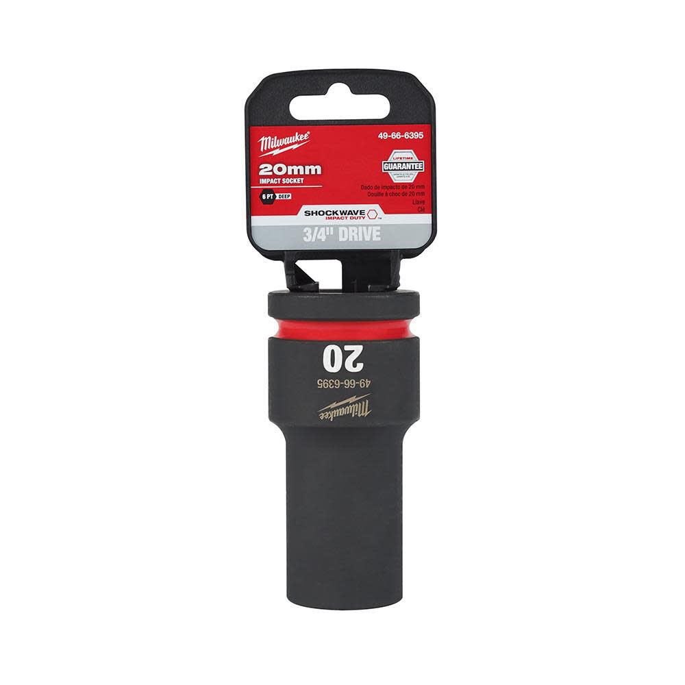 Milwaukee SHOCKWAVE Impact Duty Socket 3/4in Drive 20MM Deep 6 Point, large image number 1