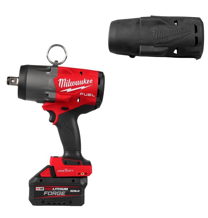 Milwaukee M18 FUEL 3/4 Inch High Torque Impact Wrench with ONE-KEY Kit and Protective Boot Bundle