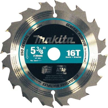 Makita 5-3/8 in. 16T Carbide-Tipped Circular Saw Blade General Purpose, large image number 0