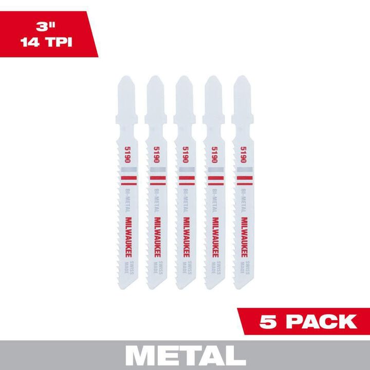 Milwaukee 3 in. 14 TPI Bi-Metal Jig Saw Blade 5PK
