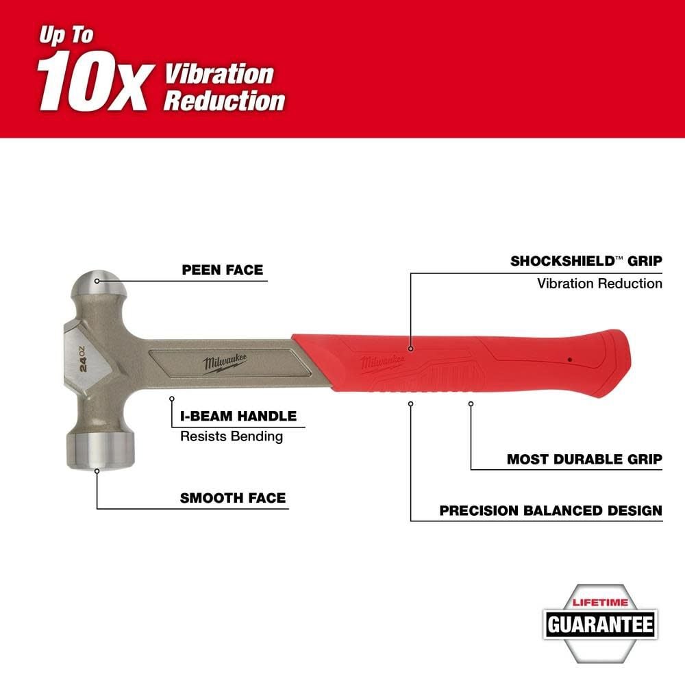 Milwaukee 24oz Steel Ball Peen Hammer, large image number 2