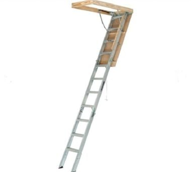 Louisville Ladder Attic Ladder Aluminum 375# 25.5 x 54 7'8in-10'3inH