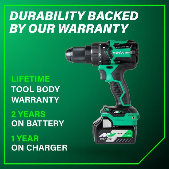 Metabo HPT 36V MultiVolt Cordless Brushless 1/2in Hammer Drill Kit, large image number 9