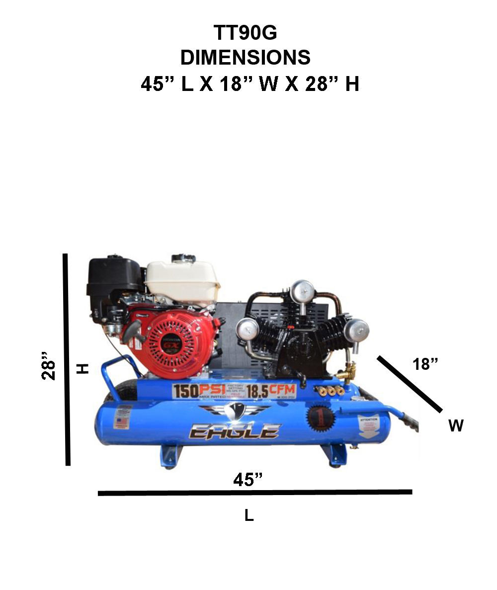 Eagle Compressor Portable Gas Wheel Barrow Air Compressor 10 Gallon 9HP, large image number 5