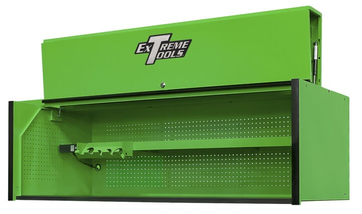 Extreme Tools RX Series 72 Inch W x 25 Inch D Extreme Power Workstation Hutch Green with Black Handle and Trim, large image number 1