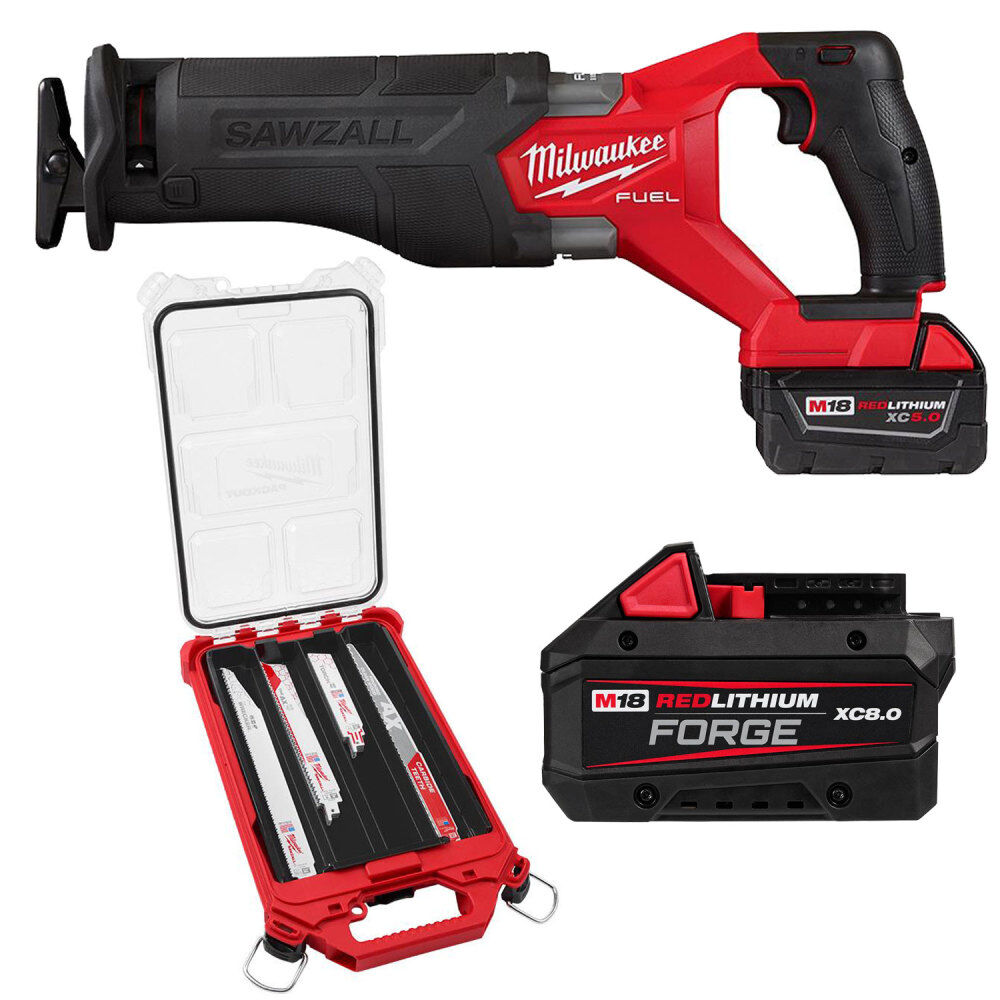 Milwaukee M18 FUEL SAWZALL Reciprocating Saw with XC5.0, FORGE 8.0, and 15PC PACKOUT Blade Kit - MIL000011555