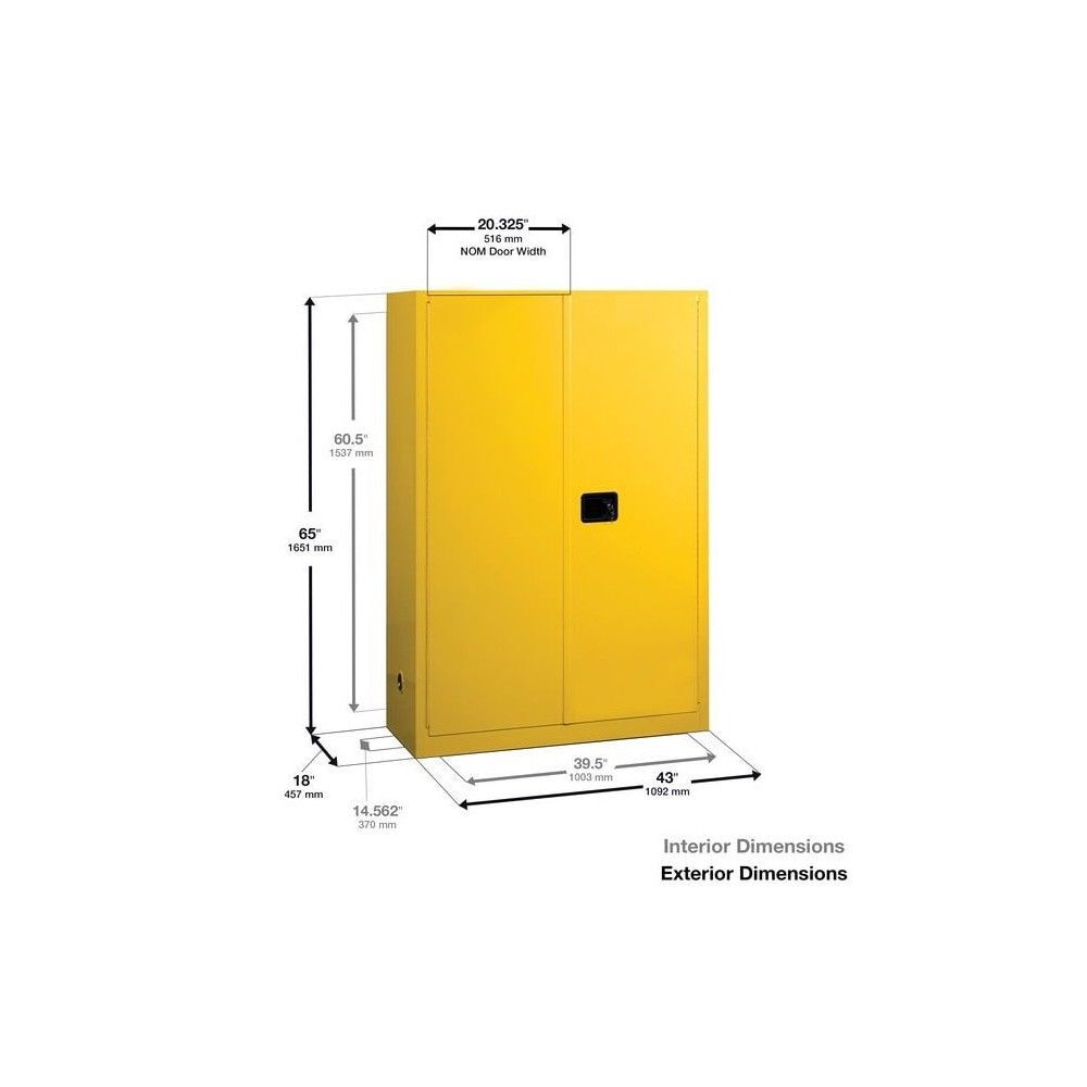 Justrite 60 Gallon Yellow Steel Manual Close Paint Safety Cabinet, large image number 2