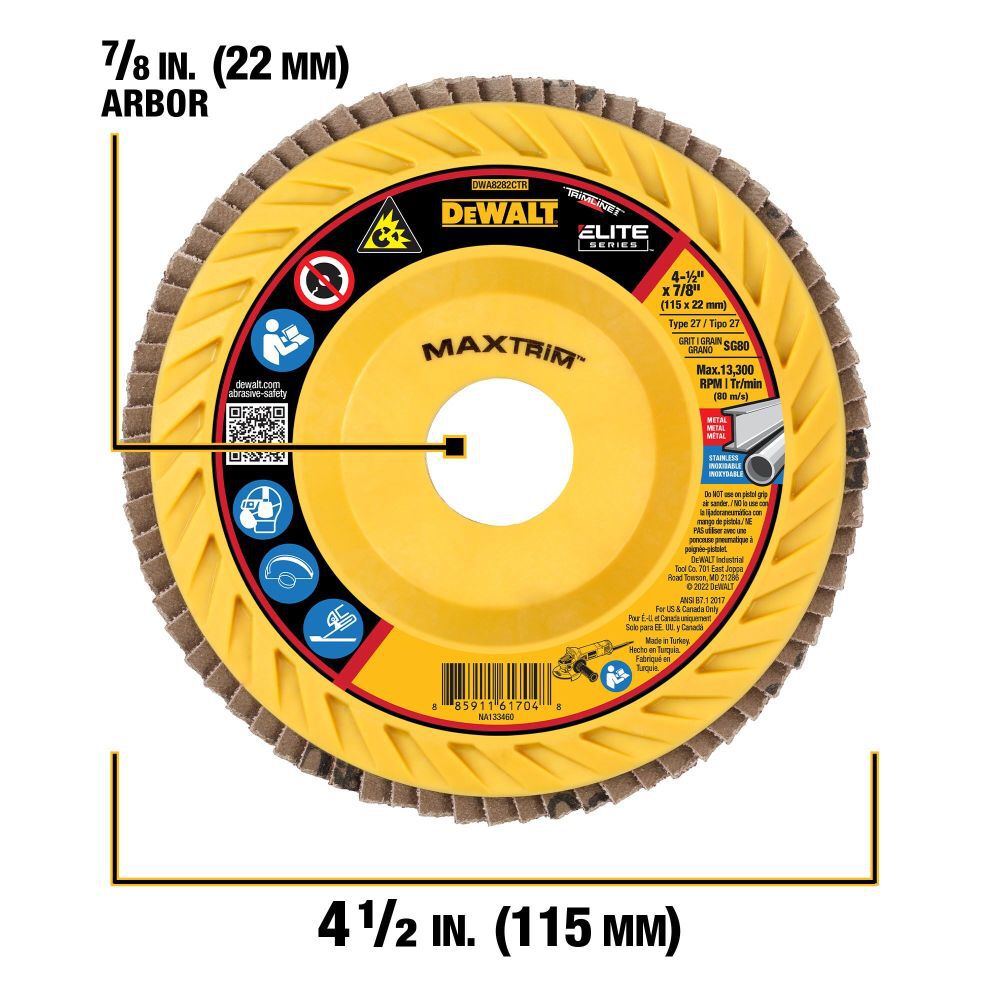 DEWALT 4 1/2in X 7/8in 80G T27 XP Ceramic Trim Flap Disc, large image number 2