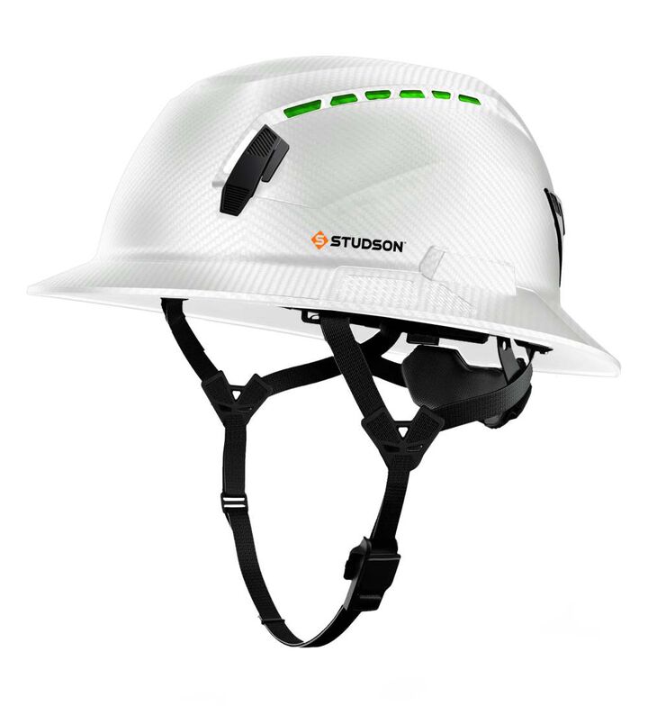 Studson Full Brim Vented Safety Helmet Type 2 Class C White Carbon