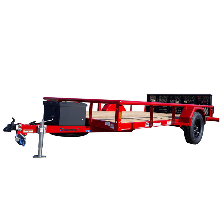 Diamond C PSA135 12 Foot Single Axle Utility Trailer, Red