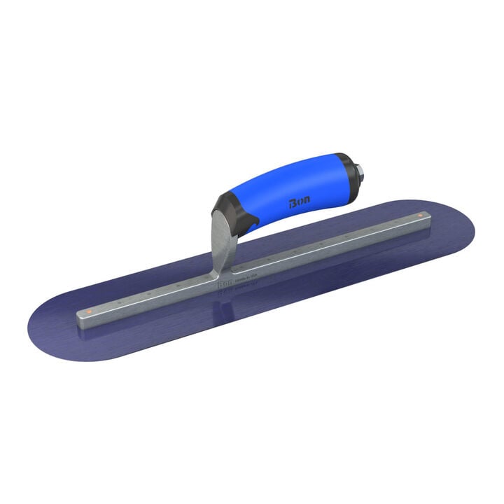 Bon Tool Finish Trowel Round Blue Steel- 16 Inch x 3 Inch with Comfort Grip Handle