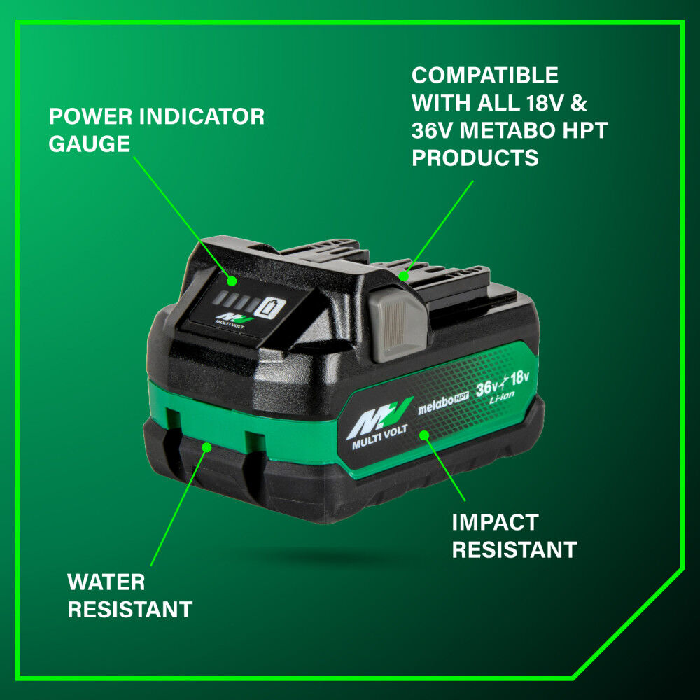 Metabo HPT MultiVolt 18 Volt/36 Volt 5.0Ah/2.5Ah Lithium Ion Battery with Fuel Indicator, large image number 3