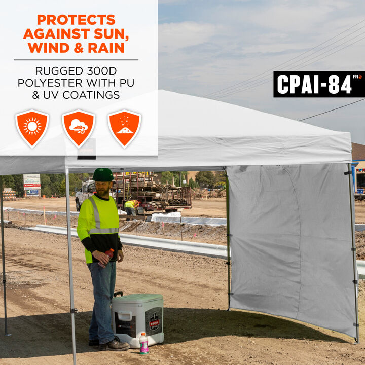 Ergodyne 10 Ft x 10 Ft Pop-Up Tent Sidewall White, large image number 1