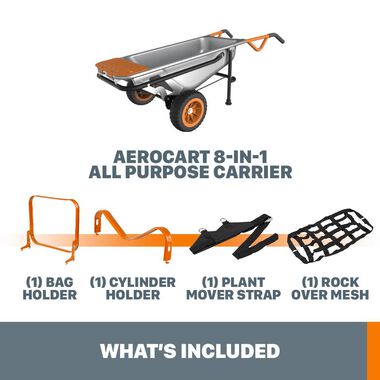 Worx 3 cu. ft. AeroCart 8-in-1 Wheelbarrow Dump and Yard Cart in One, large image number 4