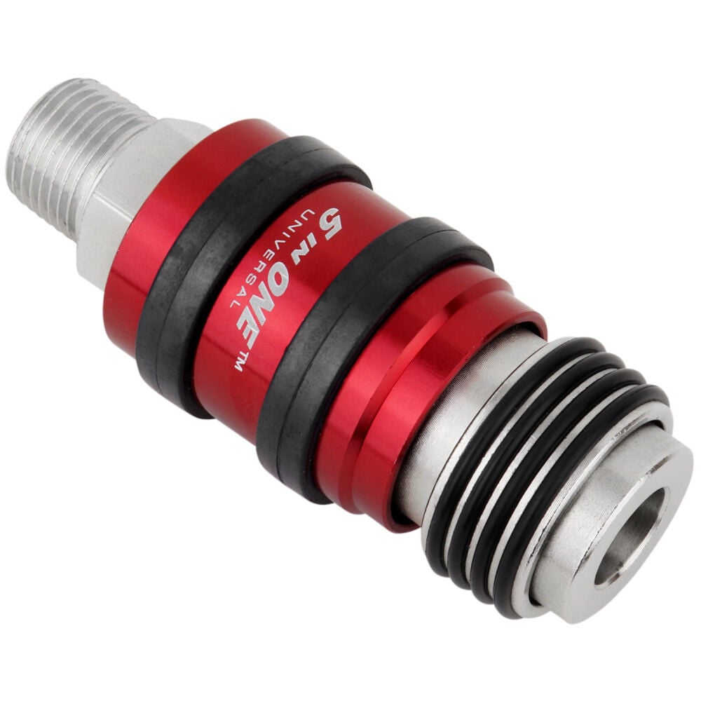 Milton 5 In ONE Universal Safety Exhaust Hose Barb Industrial Coupler  1/4 Inch ID x 1/4 Inch Flow Body, large image number 1