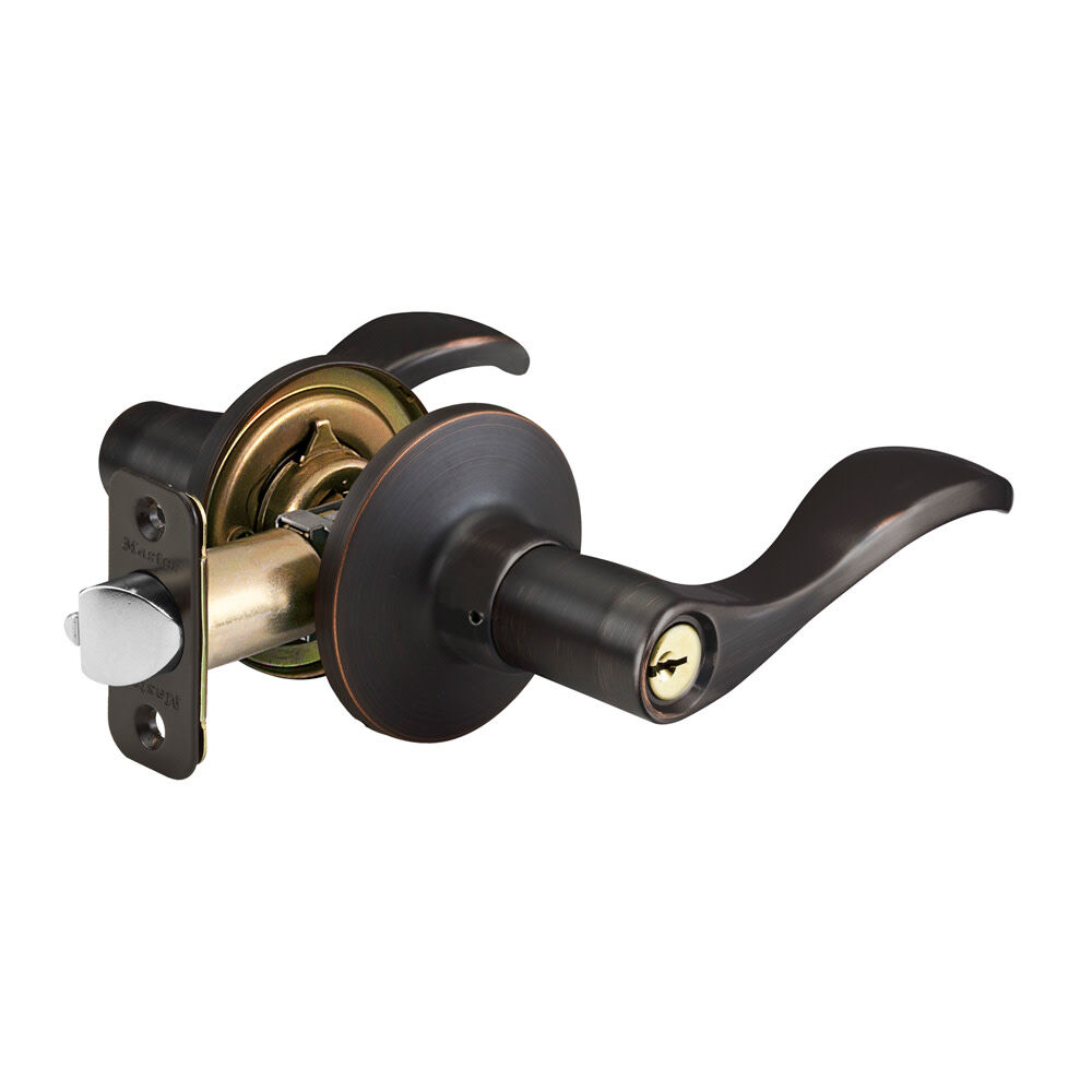 Master Lock Aged Bronze Finished Wave Style Keyed Entry Door Lockset Lever, large image number 1