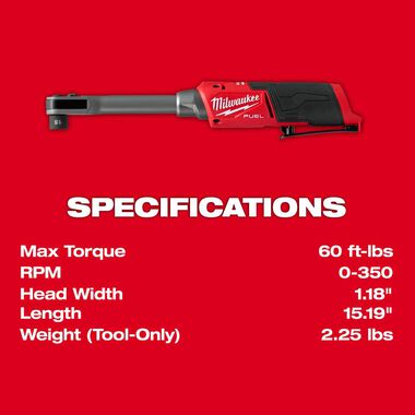 Milwaukee M12 FUEL INSIDER Extended Reach Box Ratchet (Bare Tool), large image number 8