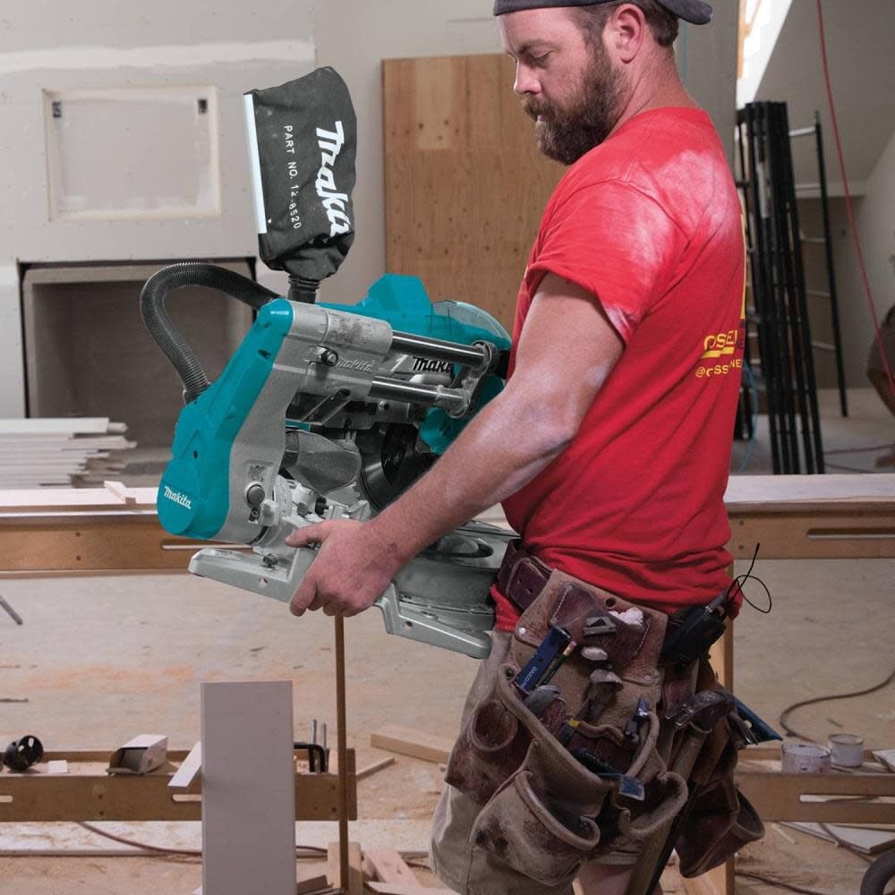 Makita 18V X2 (36V) LXT 10 Inch Brushless Cordless Dual-Bevel Sliding Compound Miter Saw with Laser Kit & Compact Folding Miter Saw Stand, large image number 5