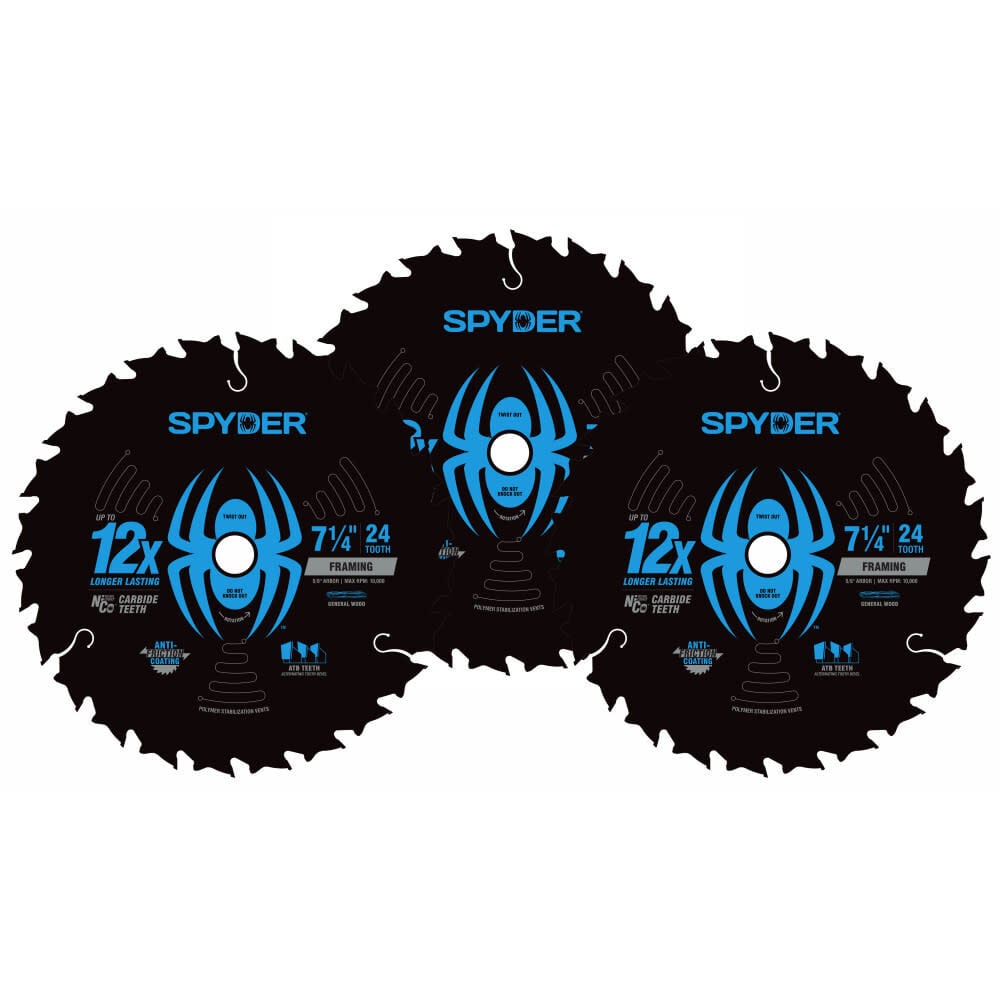 Spyder 7-1/4 Inch 24T Circular Saw Blade for Framing, 3 Pieces, large image number 1