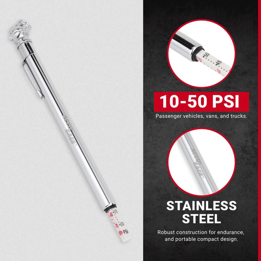 Milton Mid Range 10-50 PSI Tire Pencil Gauge, large image number 2