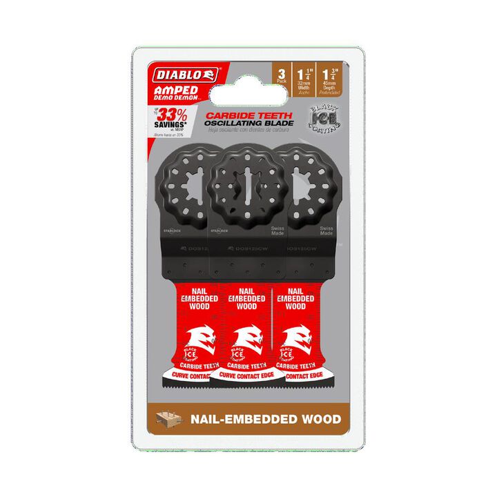 Diablo Tools 1-1/4in Starlock AMPED Carbide Teeth Oscillating Blades 3pk, large image number 3
