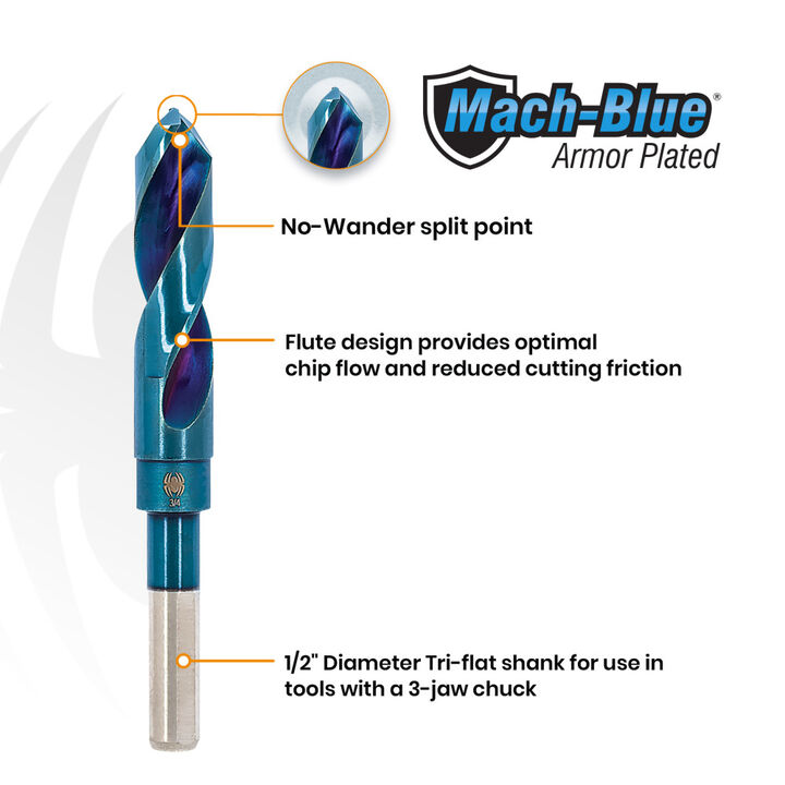 Spyder 3/4 Inch Reduced Shank S&D Drill Bit, 135 Degree Self-Centering Split Point, large image number 1