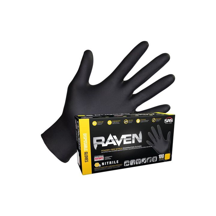 SAS Safety Nitrile Disposable Gloves, Black, Small 100ct, large image number 3