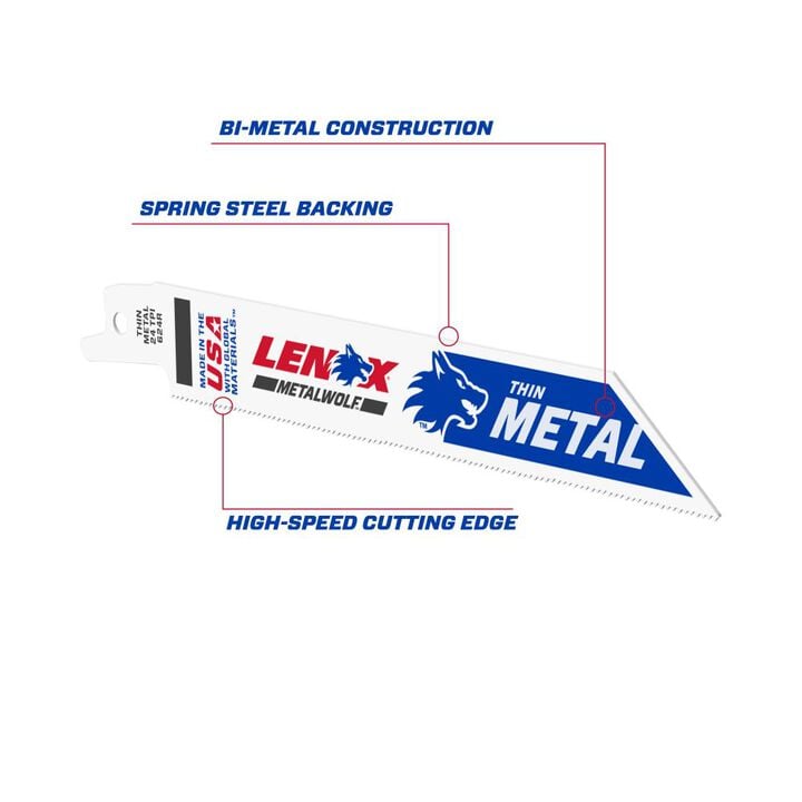 Lenox 6 Inch 24TPI METALWOLF WAVE EDGE Reciprocating Saw Blade, large image number 1
