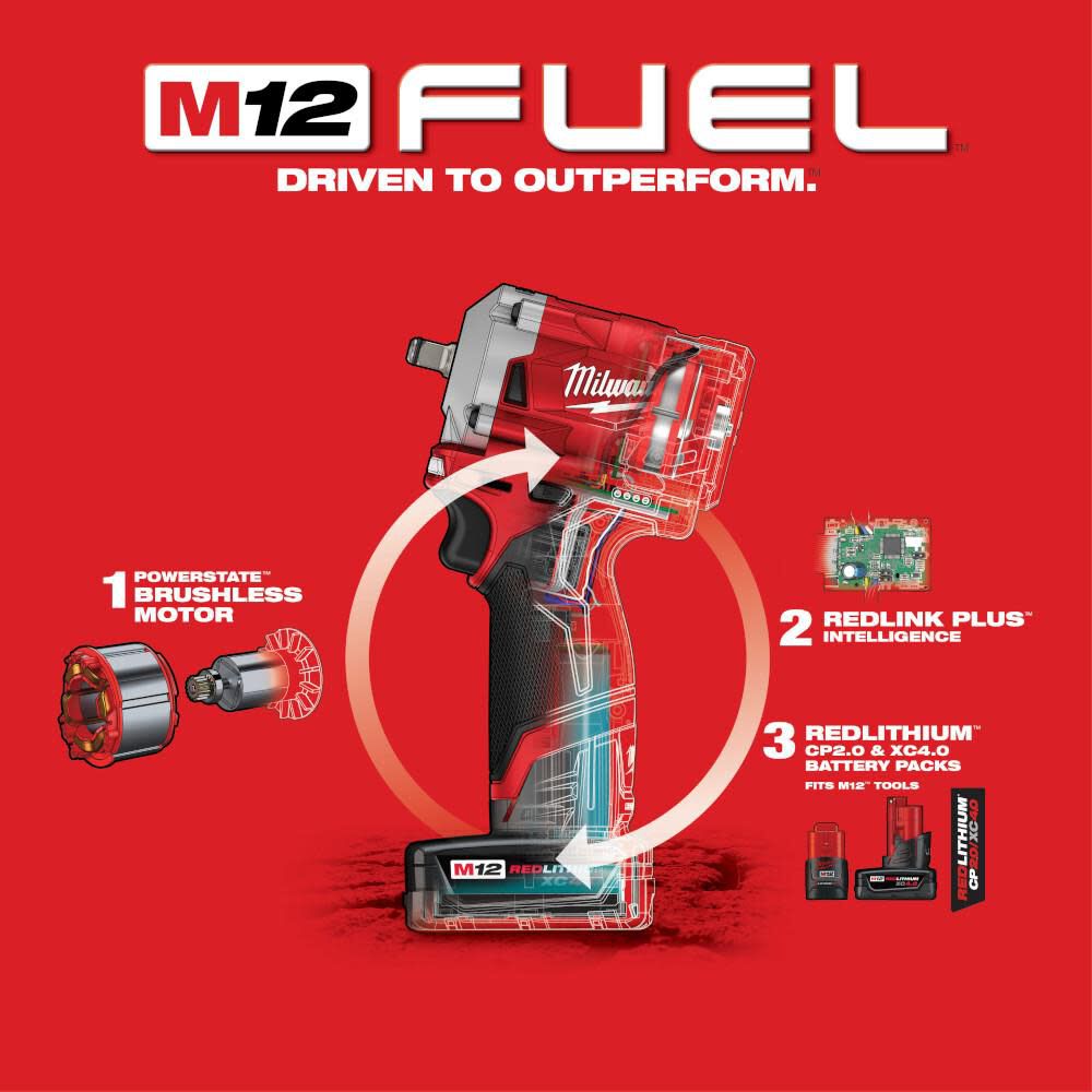 Milwaukee M12 Fuel Stubby 3 8 In Impact Wrench Kit 2554 22 - Image 7