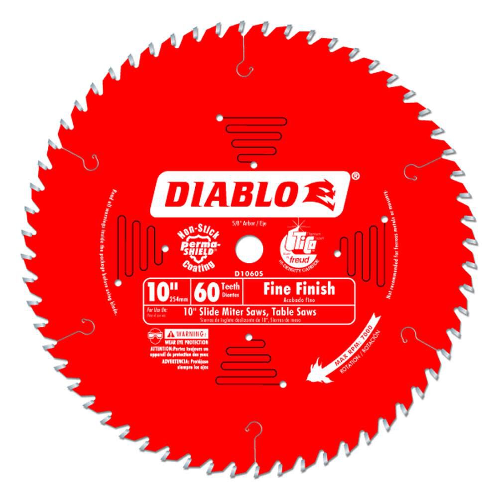 Diablo Tools 10 inch x 60 Tooth ATB Fine Finish Slide Miter Saw Blade with 5/8 inch Arbor - D1060S