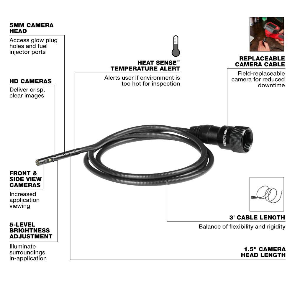 Milwaukee 5mm Borescope Camera Cable 48533150 Acme Tools