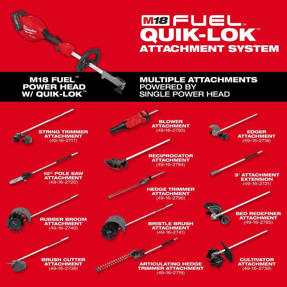 Milwaukee M18 FUEL String Trimmer with QUIK-LOK Kit & M18 Brushless Blower Bare Tool Bundle, large image number 4