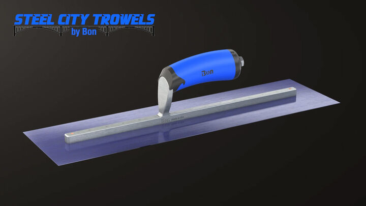 Bon Tool Finish Trowel Square Blue Steel 18 Inch x 5 Inch with Comfort Grip Handle, large image number 2
