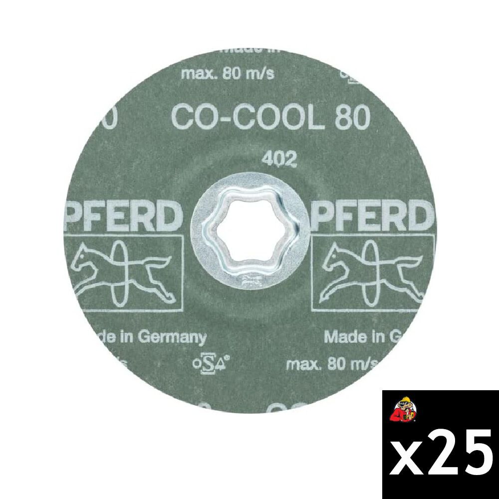 Pferd 4-1/2 Inch 80 Grit Ceramic Oxide CO-COOL Fiber Disc Bundle, 25 Pieces, large image number 1