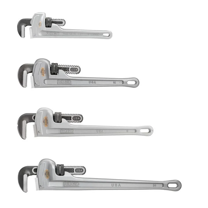 Ridgid 10 Inch, 14 Inch, 18 Inch, and 24 Inch Aluminum Pipe Wrench Bundle