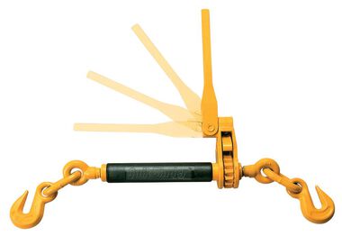 SCC 5/16 In. to 3/8 In. Bookbinder Plus Fold-Down Handle Plastic Coated Barrel Yellow Zinc Hooks/Eye Bolts 7100 Lbs. WLL