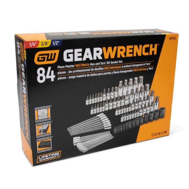 GEARWRENCH Master SAE/Metric and TORX Bit Socket Set 84 pc 1/4 3/8 & 1/2 In. Drive, large image number 3
