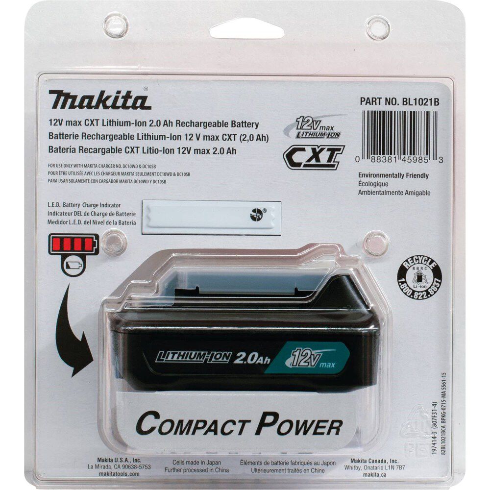 Makita 12V Max CXT 12V 2Ah Lithium Ion Power Tool Battery Pack with Fuel Indicator, large image number 4