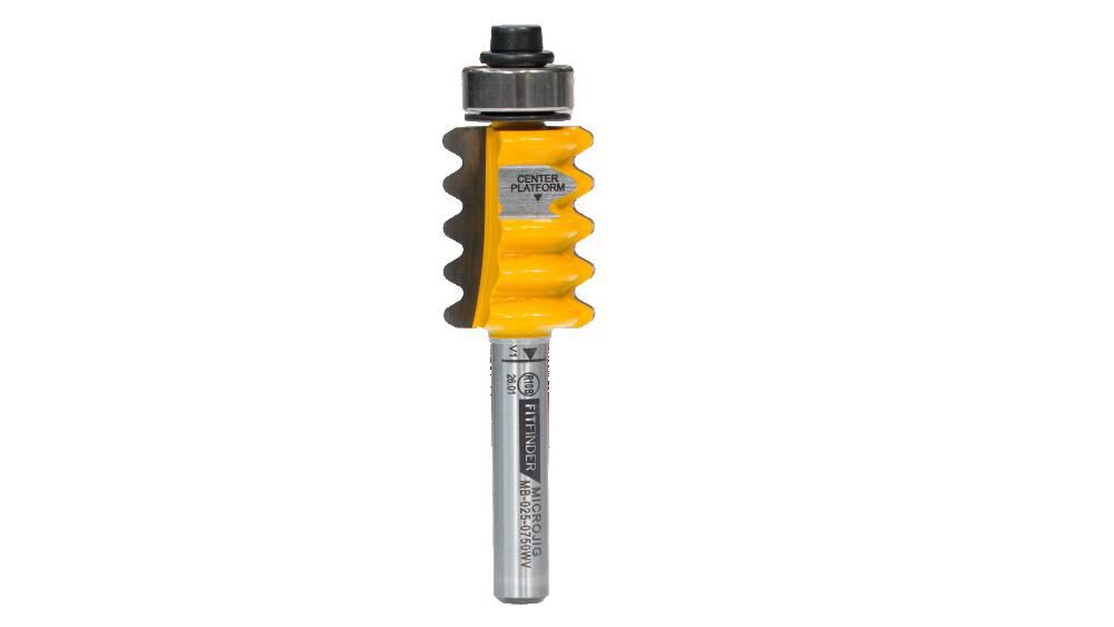 Microjig FitFinder 1 1/4 Inch Wave Decorative Jointing Bit with 1/2 Inch Shank, large image number 1