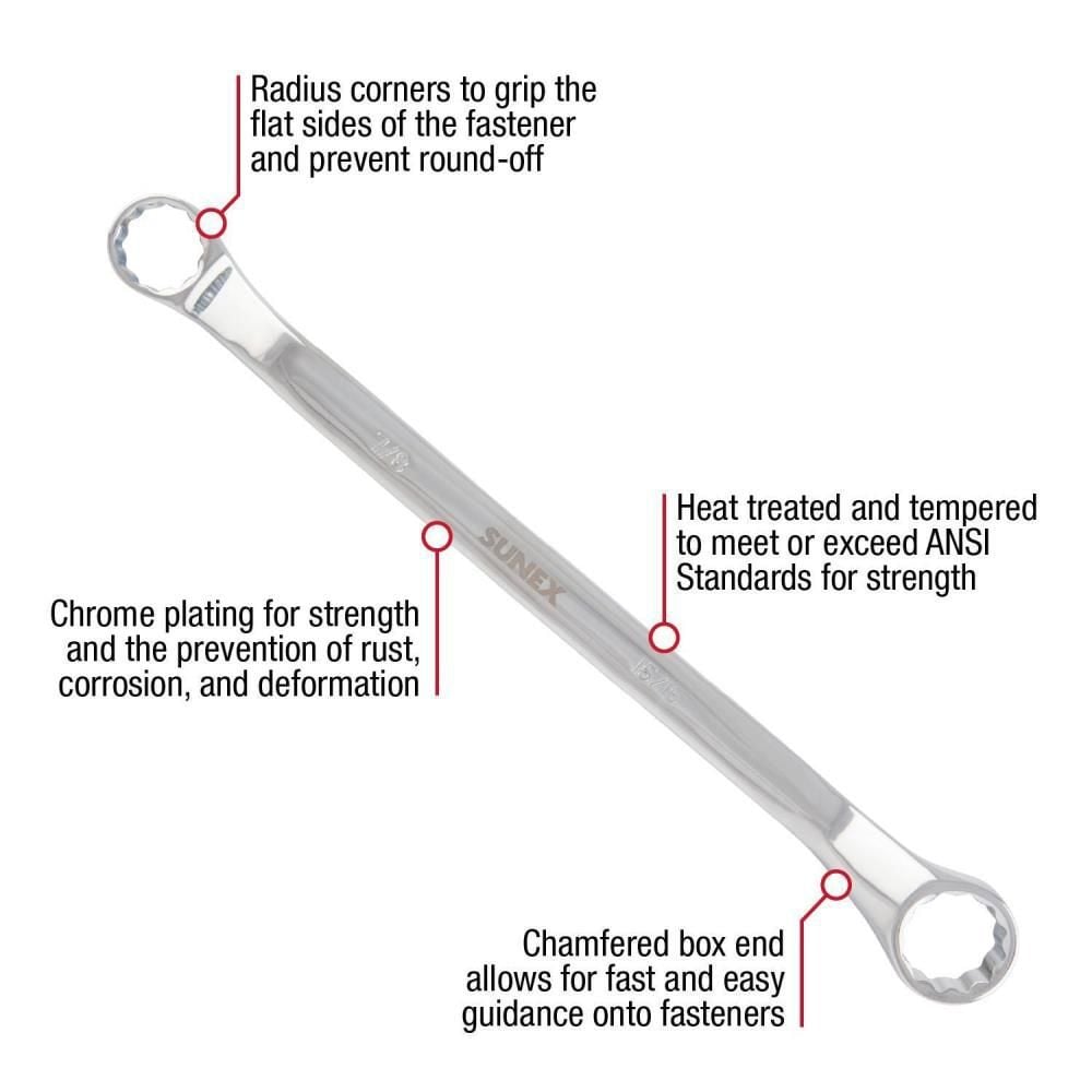 Sunex Full Polish SAE Doublke Box Wrench Set 5 Piece, large image number 2