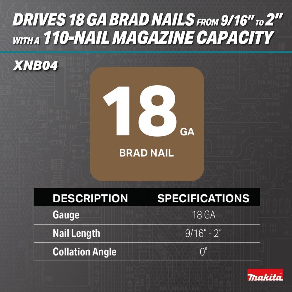 Makita 18V LXT LithiumIon Brushless Cordless 2 Inch Brad Nailer 18 Gauge (Bare Tool), large image number 10