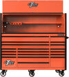 Extreme Tools RX Series 72 Inch W x 30 Inch D Professional Extreme Power Workstation Hutch & 19 Drawer Roller Cabinet 250 lbs Slides Combo Orange with Black Drawer Pulls, small image number 2