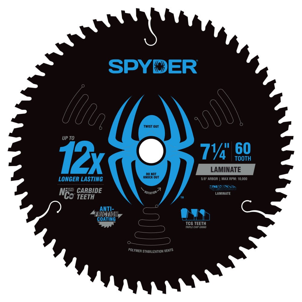 Spyder 7-1/4 Inch 60T Circular Saw Blade for Laminate Wood Materials, large image number 2