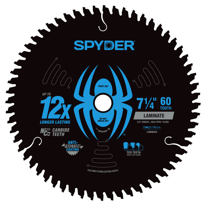 Spyder 7-1/4 Inch 60T Circular Saw Blade for Laminate Wood Materials, large image number 1