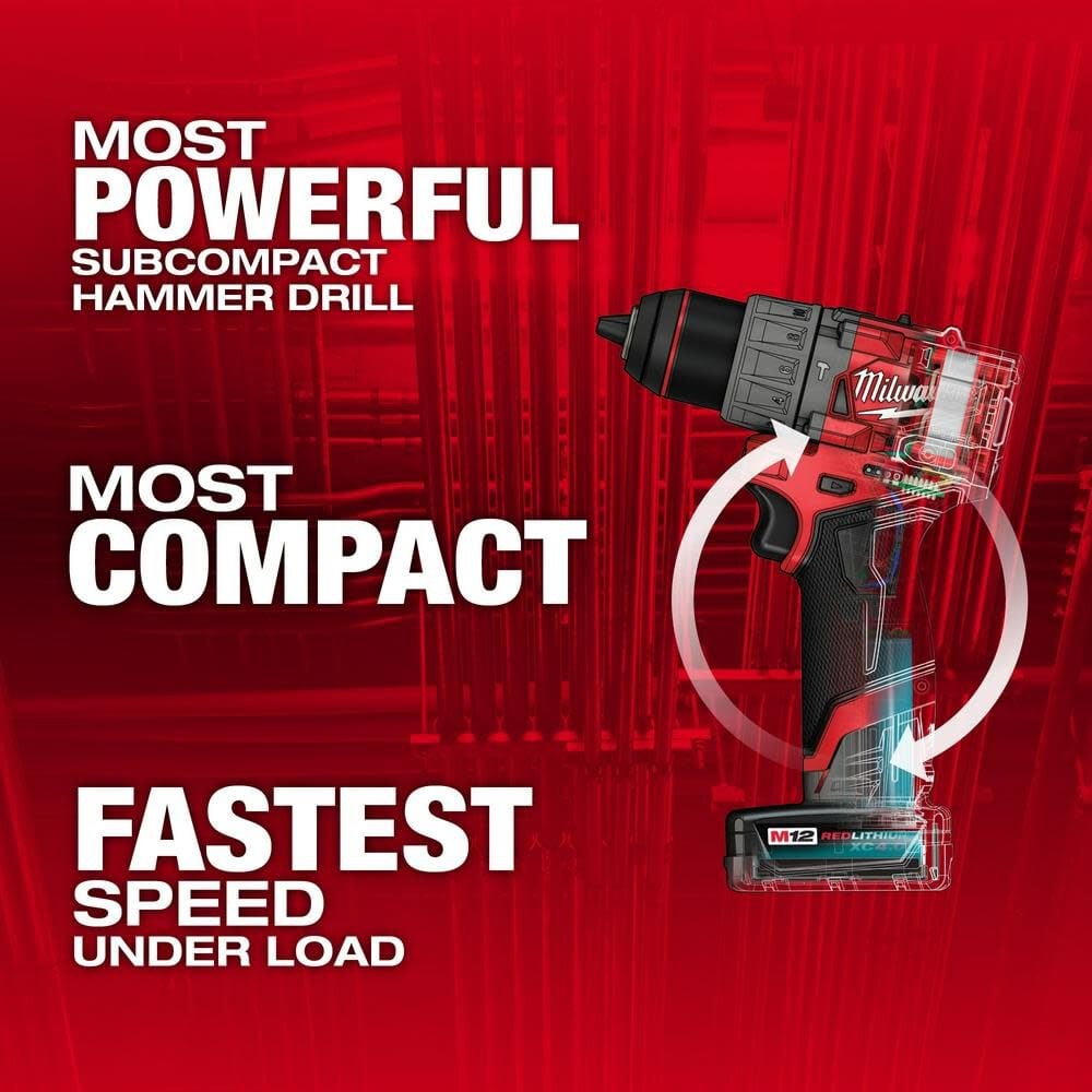 Milwaukee M12 Fuel 1 2inch Hammer Drill Driver Kit 3404 22 - Image 2